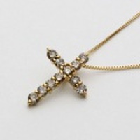 18金 ネックレス ダイヤモンド クロス ペンダント 0.2ct シャンパンカラー　1103-PG09