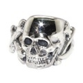 CRAZY PIG DESIGNS(クレイジーピッグ)　FLAT SKULL & CROSS BONE RING #37