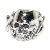 CRAZY PIG DESIGNS(クレイジーピッグ)　FLAT SKULL & CROSS BONE RING #37