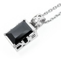 DUB collection(ダブコレクション)　Side emblem stone rectangle Necklace/ブラックCZ　ペンダント【チェーン付】DUBｊ-205-1