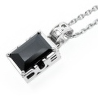 DUB collection(ダブコレクション)　Side emblem stone rectangle Necklace/ブラックCZ　ペンダント【チェーン付】DUBｊ-205-1
