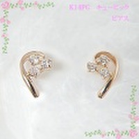 K14PG　キュービック　ハートピアス