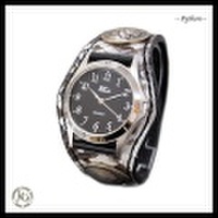 KC,s ケイシイズ 腕時計 ウォッチ レザー 革 パイソン ナチュラル スリー コンチョ ブラック 黒 KSR008 アメカジ バイカー