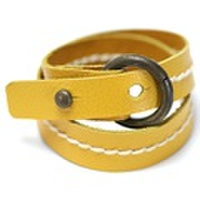 N0136 ： レザーブレスレット 『 putar-ring 』　イエロー（女性用）