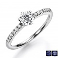 Pt950　サイドストーン 一粒ダイヤモンド・エンゲージリング　0.3カラット（0.38カラット）　Fカラー（婚約指輪） 0.3ct,F,3EX,H&C（RMCP95009130-030ct-F）