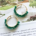 [再販3][即納] ピアスみたいなイヤリング　エメラルドグリーンのフープイヤリング