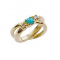 baby’s ring - K18 二連脇メレダイヤ - 12月 ターコイズ