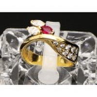 【K18YG　イエローゴールド】 指輪　リング　ルビー0.17ct　ダイヤモンド0.48ct 8号　7.4g　レディース　37860-0　ジュエリー　人気