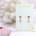 【MermaidJewelry】マーメイドジュエリー*ALL14kgf　Lovelyピンクチェコガラスとシェル/ポストピアス