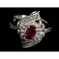 【PT900　プラチナ】 指輪　リング　ルビー0.69ct　ダイヤモンド0.55ct　 8.5g　11号　レディース　24697-0　ジュエリー　人気