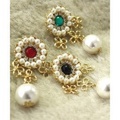 【SALE】サークルパールフラワーシャンデリアピアス/3カラー