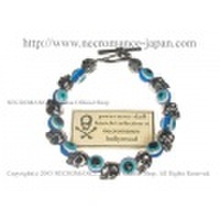 【ネクロマンス NECROMANCE】 イーヴィルアイ スカルブレスレット Evil Eye Skull Bracelet ＜ブルー/Blue/青＞ 邪眼 魔除け 目玉 骸骨