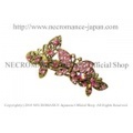 【ネクロマンス NECROMANCE】 ピンクバタフライ ラインストーンバレッタ Pink Butterfly Rhinestone barrette ＜ピンク/Pink/桃色＞ 蝶々