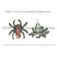 【ネクロマンス NECROMANCE】 ラインストーン スパイダーピアス Rhinestone Spider Pierce ＜ライトオレンジ/Ligth Orange＞ 蜘蛛
