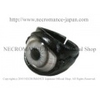 【ネクロマンス NECROMANCE】 レザー義眼リング Leather Glass Eye Ring ＜ライトグレー/Lrigt Gray/明るい灰色＞ 目玉 革