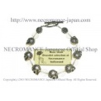 【ネクロマンス NECROMANCE】クリスタルシルバーローズスカルブレスレット Crystal Silver Rose Skull Bracelet 薔薇 バラ 骸骨 魔除け