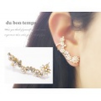 【メール便ＯＫ】パール＆ビジューのイヤーカフピアス