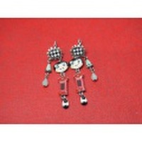 【メール便可】TARATATA　Edgar Poolシリーズ　チェックの花と紳士のロングピアス（フランス）