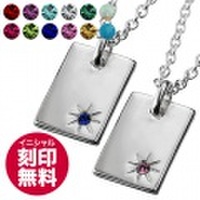 【刻印無料】【ペア販売】バースデープレート ペンダント ネックレス カラー ジルコニア [シルバーペンダント] 送料無料