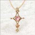 【送料無料】Fleur-フルール-K10ピンクトルマリンダイヤモンドネックレス