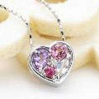 【送料無料】Jeunefille-ジュヌフィーユ-K10ホワイトゴールドピンクトルマリン・アメジスト・ブルームーンストーンネックレス