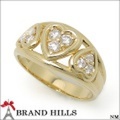指輪 K18YG ハートモチーフ リング ダイヤモンド0.30ct #10.5 総重量4.4g 極美品 [115585]
