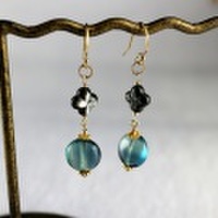 おはじきみたい！？ブルーグリーンフローライトのピアス