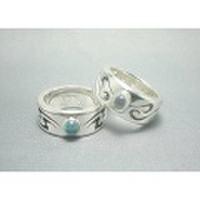 エス　シルバーリング　幅15mm　天然石入り