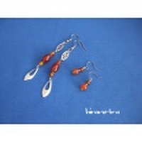 カーネリアンのロング＆ショートピアス２点