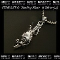 クリックポストのみ送料無料！ペンダントトップ ネックレストップ スカル&ダガー（短剣） シルバー925 Silver pendant top Skull and Dagger necklace (ID 0469k3)