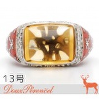 コルロフ(Korloff) シトリン エマーユ ダイヤ リング 13号 750WG(K18WG) [18金ホワイトゴールド 指輪]