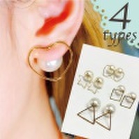 ゴールド フレーム 2way バックキャッチ ピアス レディース バックピアス パール フレームピアス フレームバックキャッチピアス dream 760802