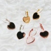 シルバー/ゴールド/ピンク　ピアス5　ハート12mm　合金素材【メール便不可】ハンドメイド☆手作りアクセサリー ジュエリー グルーの土台【粘土グルーデコアクセサリーの土台】