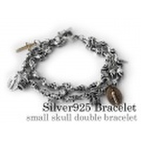 スモール スカル ダブル ブレスレット シルバー [シルバーブレスレット] 送料無料