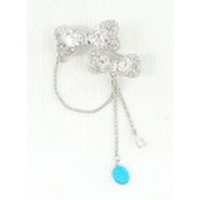 スリーピングビューティートルコ石 CZリボン ブローチ