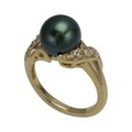 タヒチアンパール 黒真珠 ランクＡＡＡ １４ｋダイヤモンドブラックパールリング?