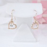 ハート揺れるストーンピアス　K10PG　10金ピンクゴールド 彼女 誕生日 ジュエリー アクセサリー ∞ y110122