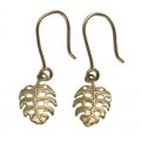 ハワイアンジュエリー / イエローゴールドモンステラフックピアス