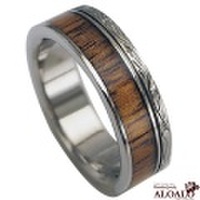 ハワイアンジュエリー alamea コアウッドイングレーブチタンリング
