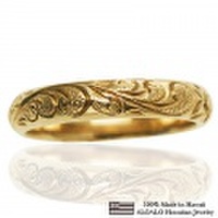 ハワイアンジュエリー オーダーメイド お手軽な1.25mm厚 幅4mm 14金 イエローゴールド バレルリング