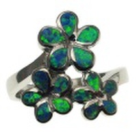 ハワイアンジュエリー シンセティックオパール スリープルメリア リング