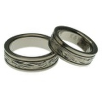 ハワイアンジュエリー チタニウム スクロール 6mm幅 フラットスムースエッジリング ペア割