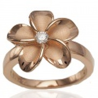 ハワイアンジュエリー　ピンクゴールドコーティング　プルメリアCZリング