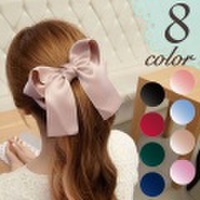 バレッタ サテンリボン ヘアアクセ エレガント 幅広 蝶々結び ダブル リボン ボリューム 日常使い OL 仕事 ロリータ デート ビッグサイズ 浴衣 660434