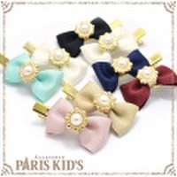 パール ミニグログラン リボン ヘアクリップ ２個セット パリスキッズ本店 原宿 pariskid’s 公式 通販 安い ymgir