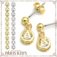 ピアス イニシャル キュービック ジルコニア ラウンド ゴールド シルバー josim