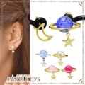 ピアス 宇宙 土星 三日月 ピアス ブルー ピンク パール hrtrd ymgir colpo