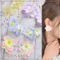 ピアス　造花 フラワー 花 揺れる スウィング チェーン フープピアス ハートフープ フープ パール パステル ymgir