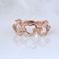 ピンキーリング　ハート&heart ダイヤモンド　ピンクゴールド 小指指輪　y120053p