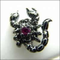 ブラックメッキ仕上のホワイトゴールド！　【メンズ・ジュエリー】　K14ホワイトゴールド/ルビー メンズピアス　D1217